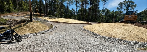 Stone base and drainage taking form